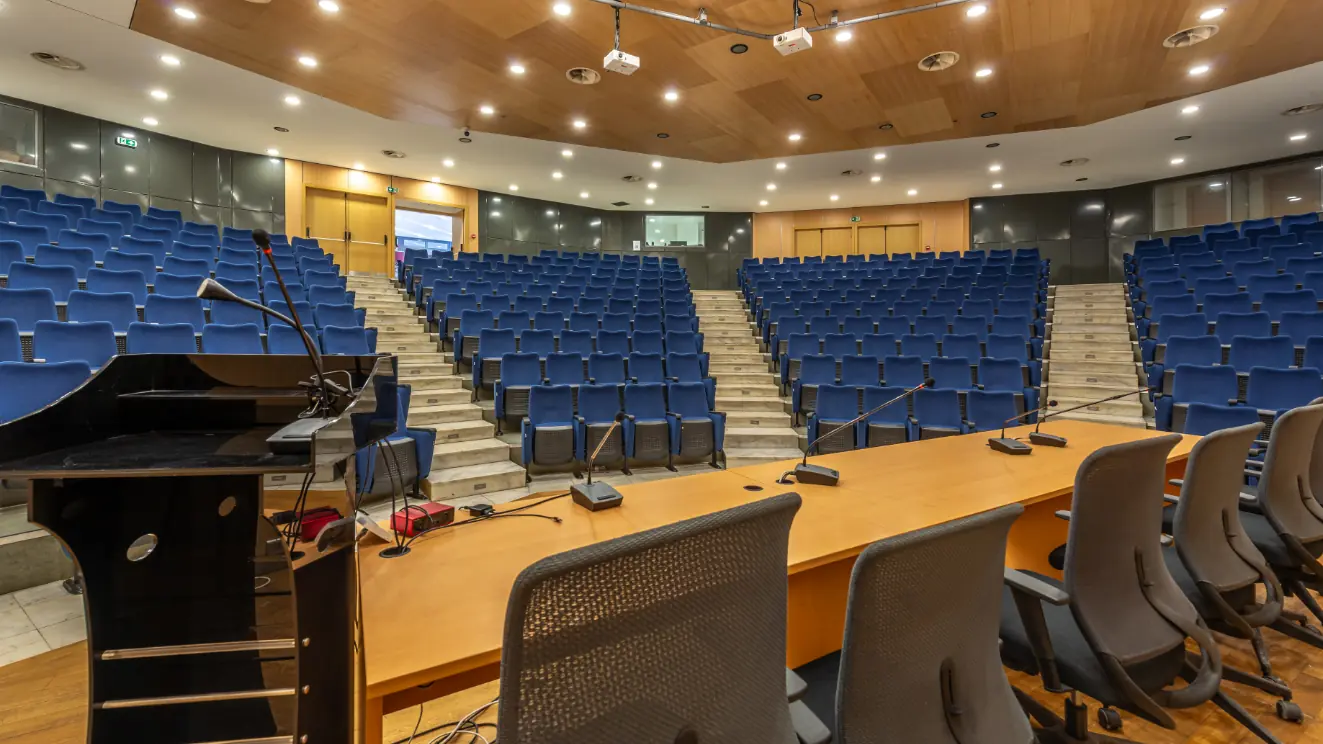 Άποψη του αμφιθεάτρου από τη σκηνή προς τις κερκίδες.